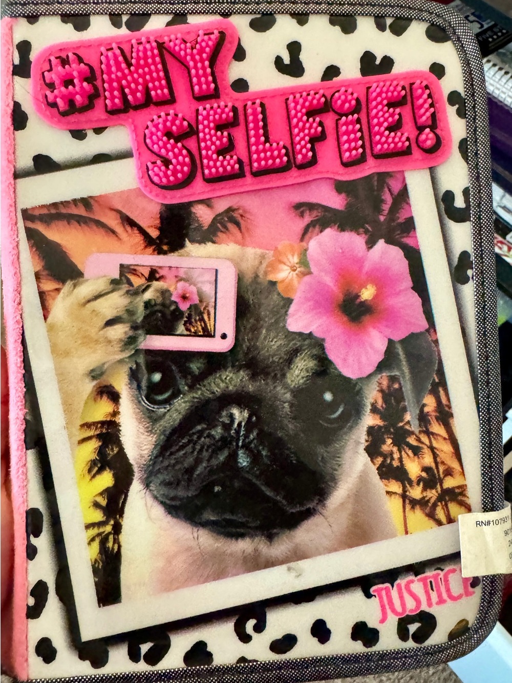 #MY SELFIE! Pug Graphic Tablet Case - Pink Floral Justice